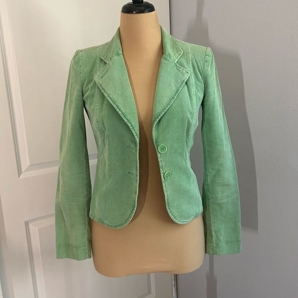 French Connection Cotton Mint Green Corduroy Jacket